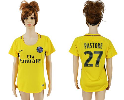 Women's Paris Saint-Germain #27 Pastore Away Soccer Club Jersey - Click Image to Close